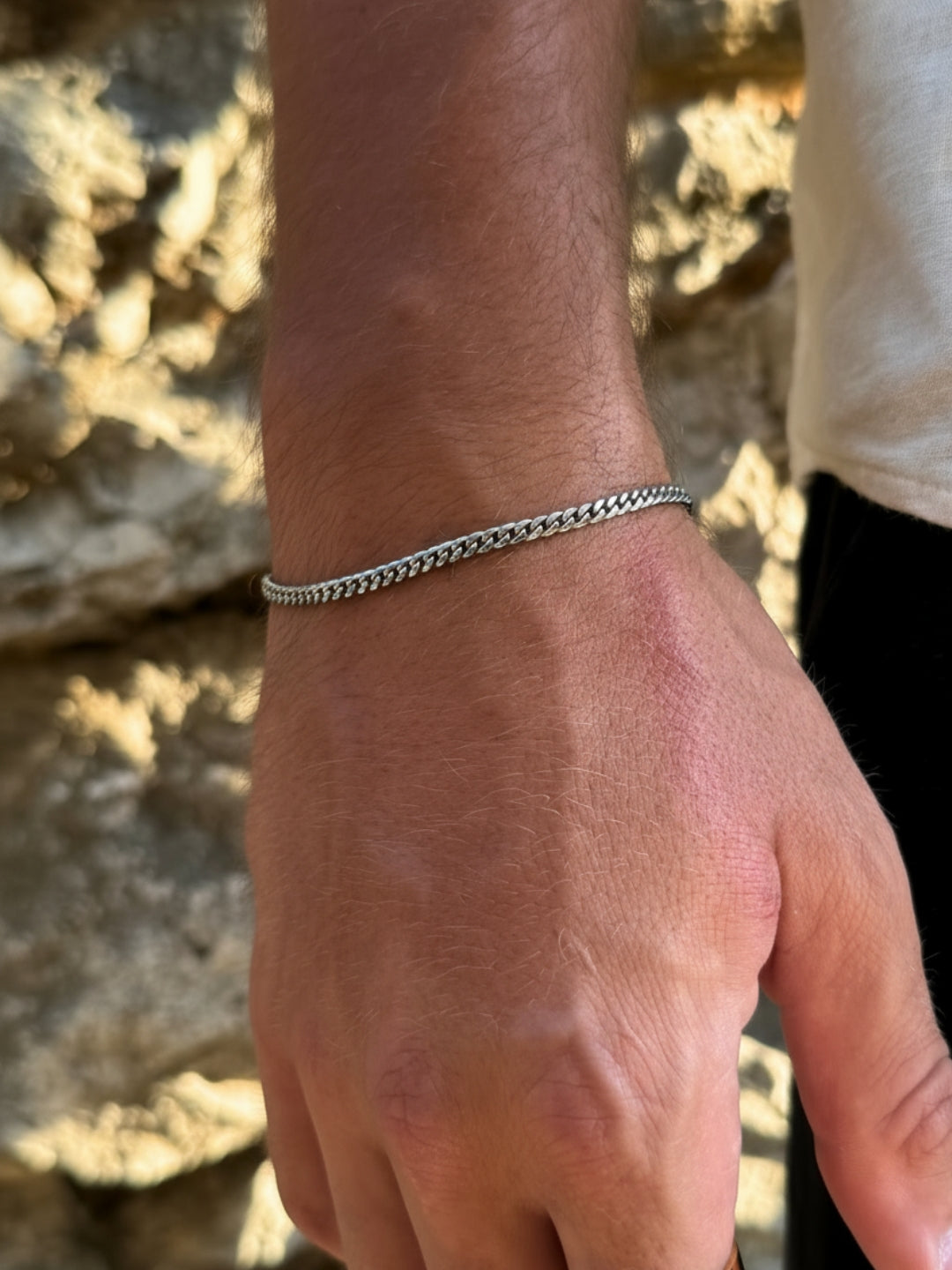 Pulsera cubana de 3 mm | Plata