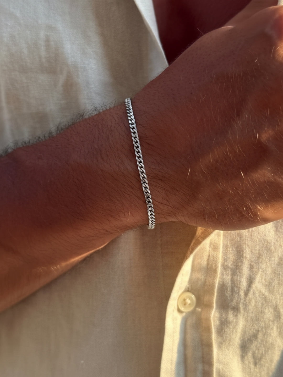 Pulsera cubana de 3 mm | Plata