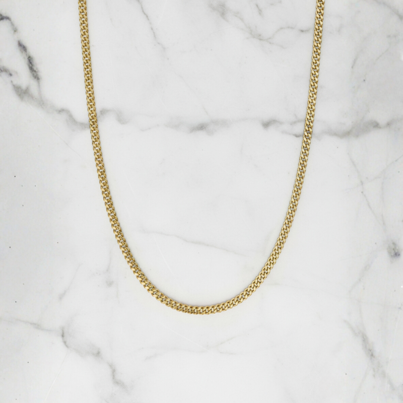 Cadena cubana de 3 mm en oro de 18 quilates