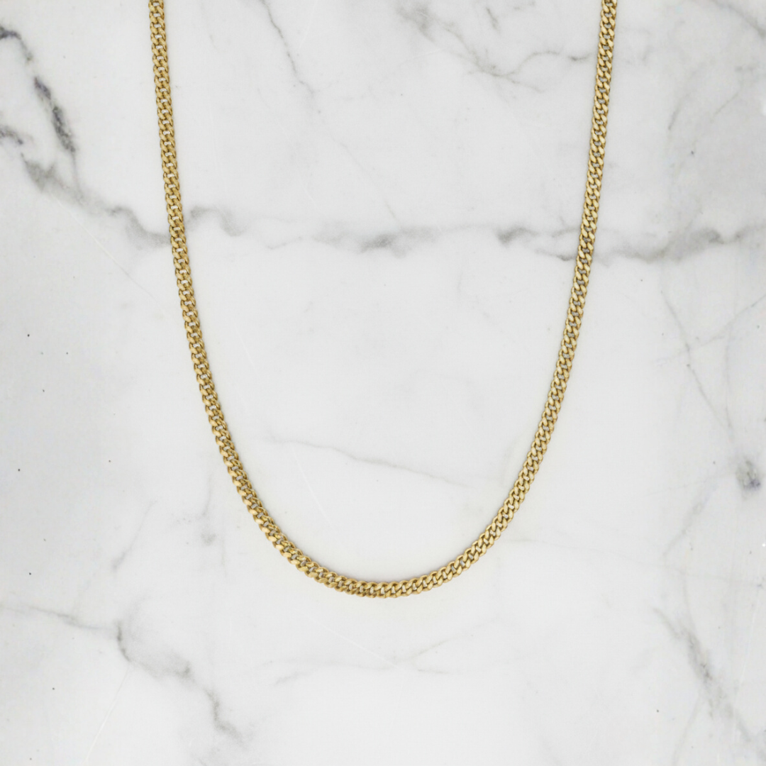 Cadena cubana de 3 mm en oro de 18 quilates