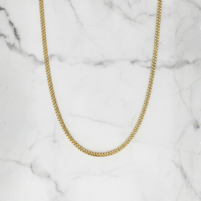 Cadena cubana de 3 mm en oro de 18 quilates