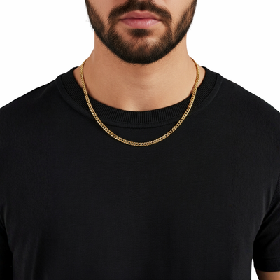 Cadena cubana de 3 mm en oro de 18 quilates