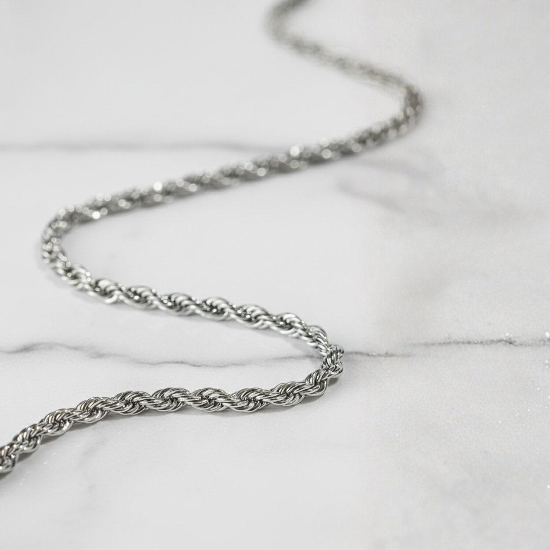 Cadena de cuerda plateada de 3 mm