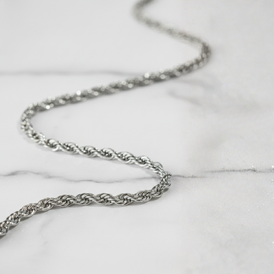 Cadena de cuerda plateada de 3 mm