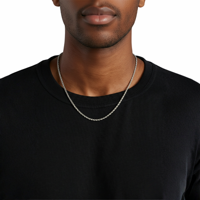 Cadena de cuerda plateada de 3 mm