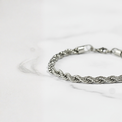 Pulsera de cuerda de plata de 3 mm