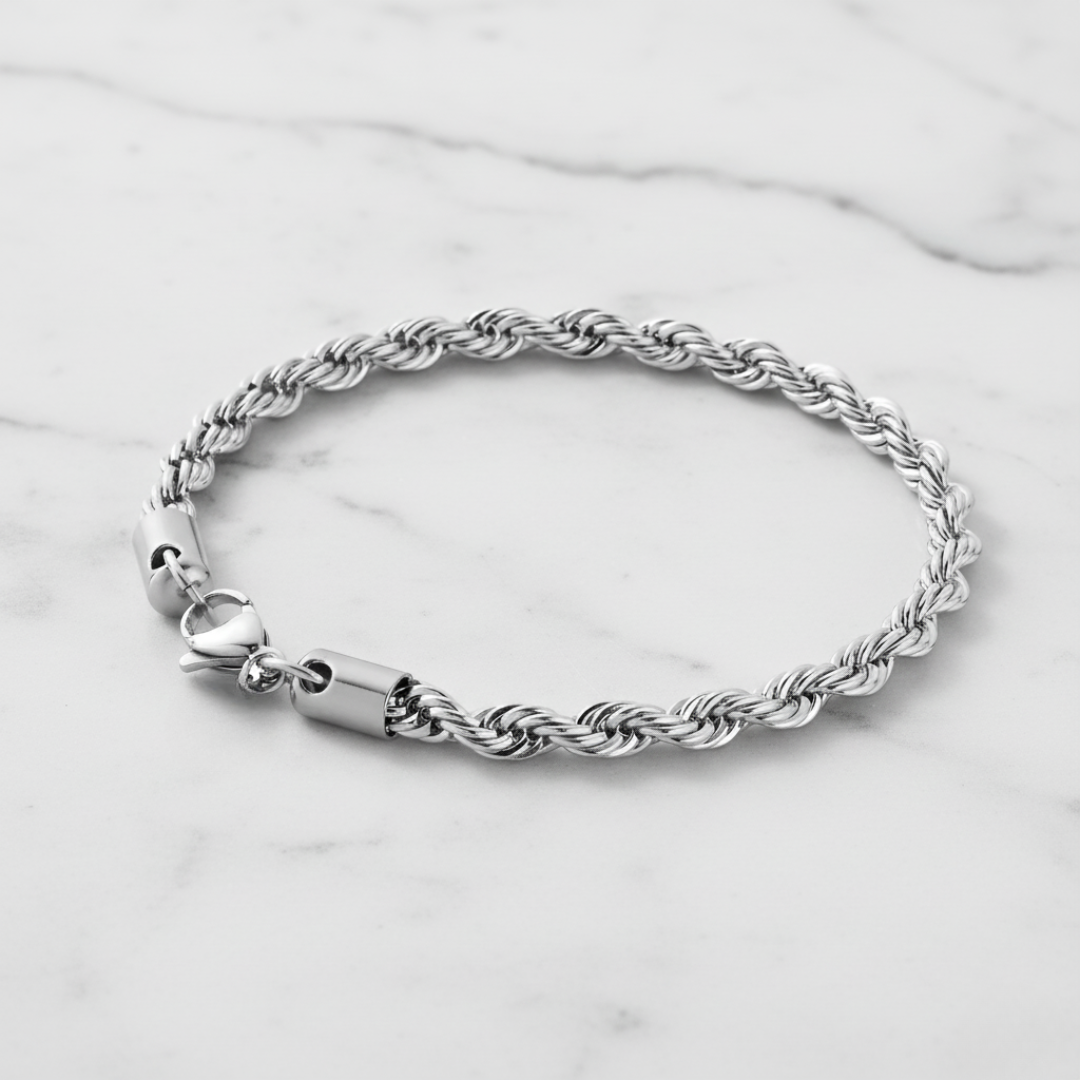 Pulsera de cuerda de plata de 3 mm