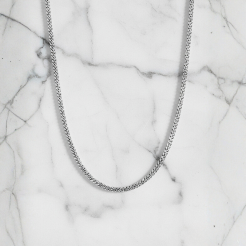 Cadena cubana de plata de 3 mm