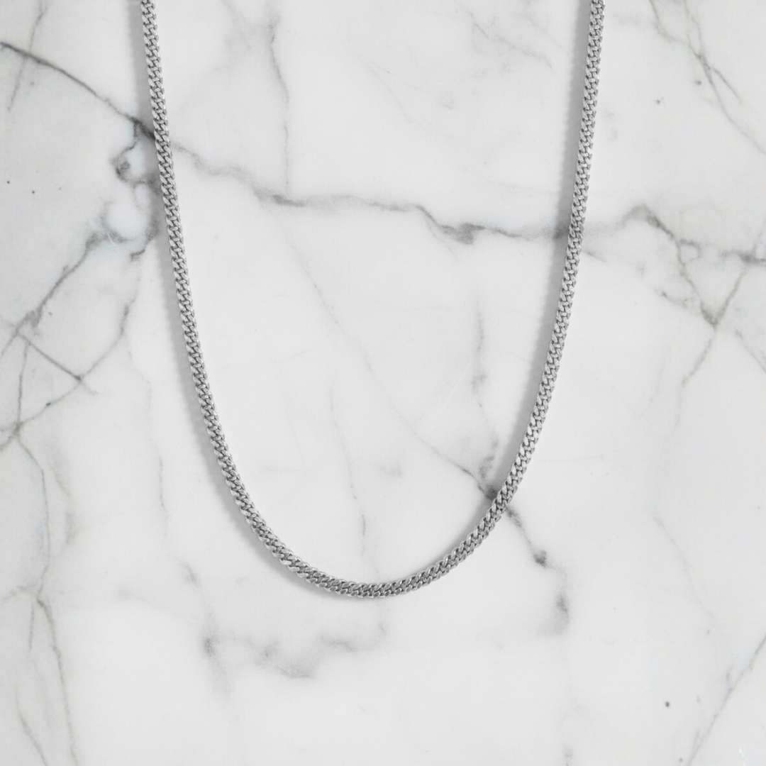 Cadena cubana de plata de 3 mm