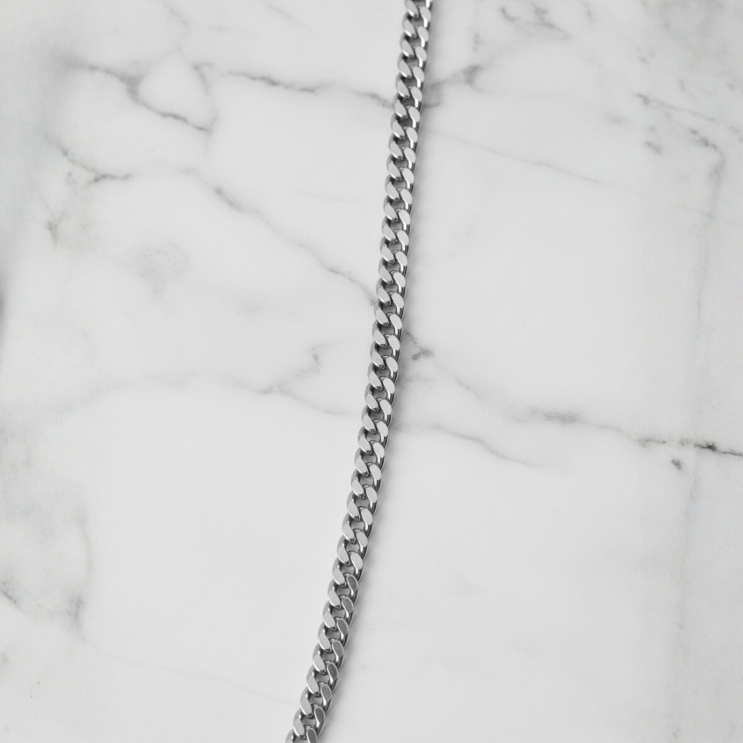 Cadena cubana de plata de 3 mm