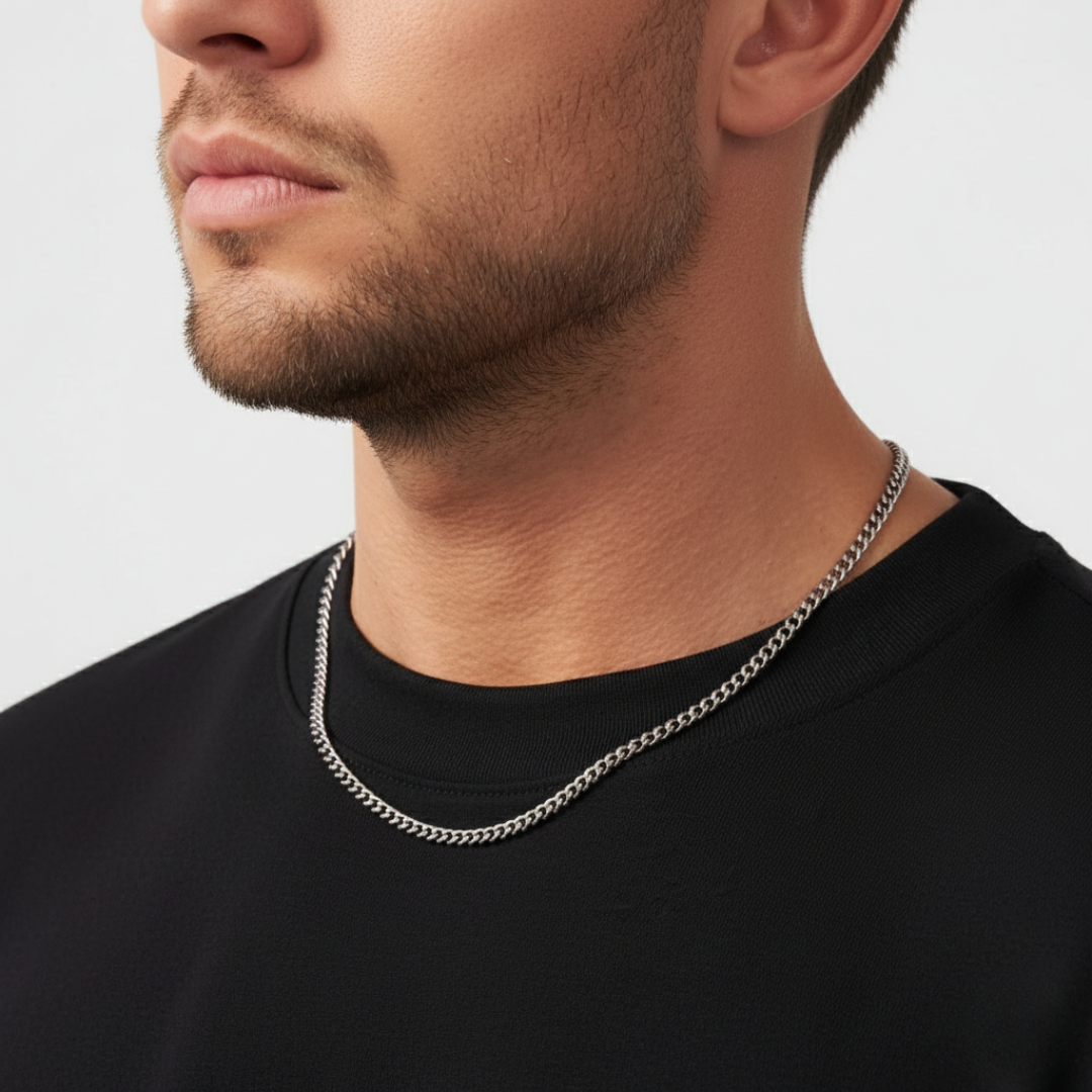 Cadena cubana de plata de 3 mm